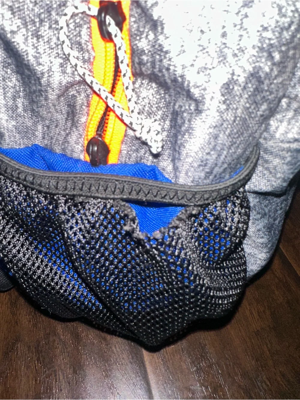 Adidas Grey and Orange Backpack with Blue Logo